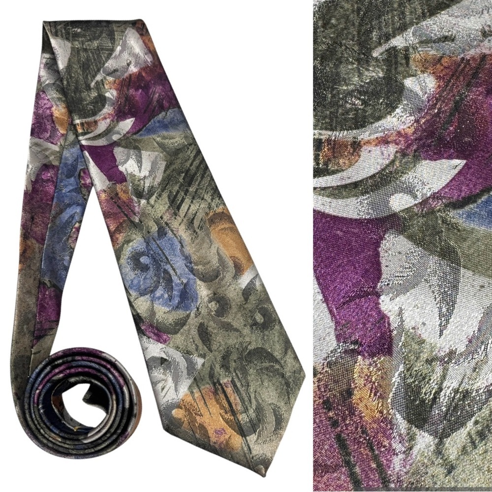 Vtg Wembley Made in the USA Men’s necktie tie colorful artsy abstract business
